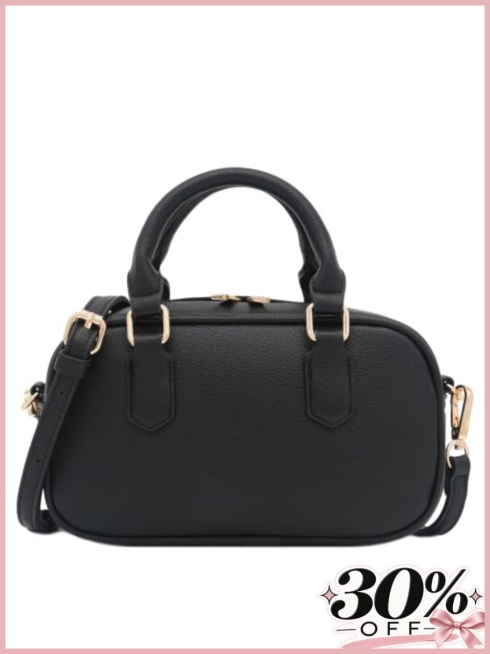 Faux Leather Mini Satchel Top Handle Crossbody Bag Adjustable Strap